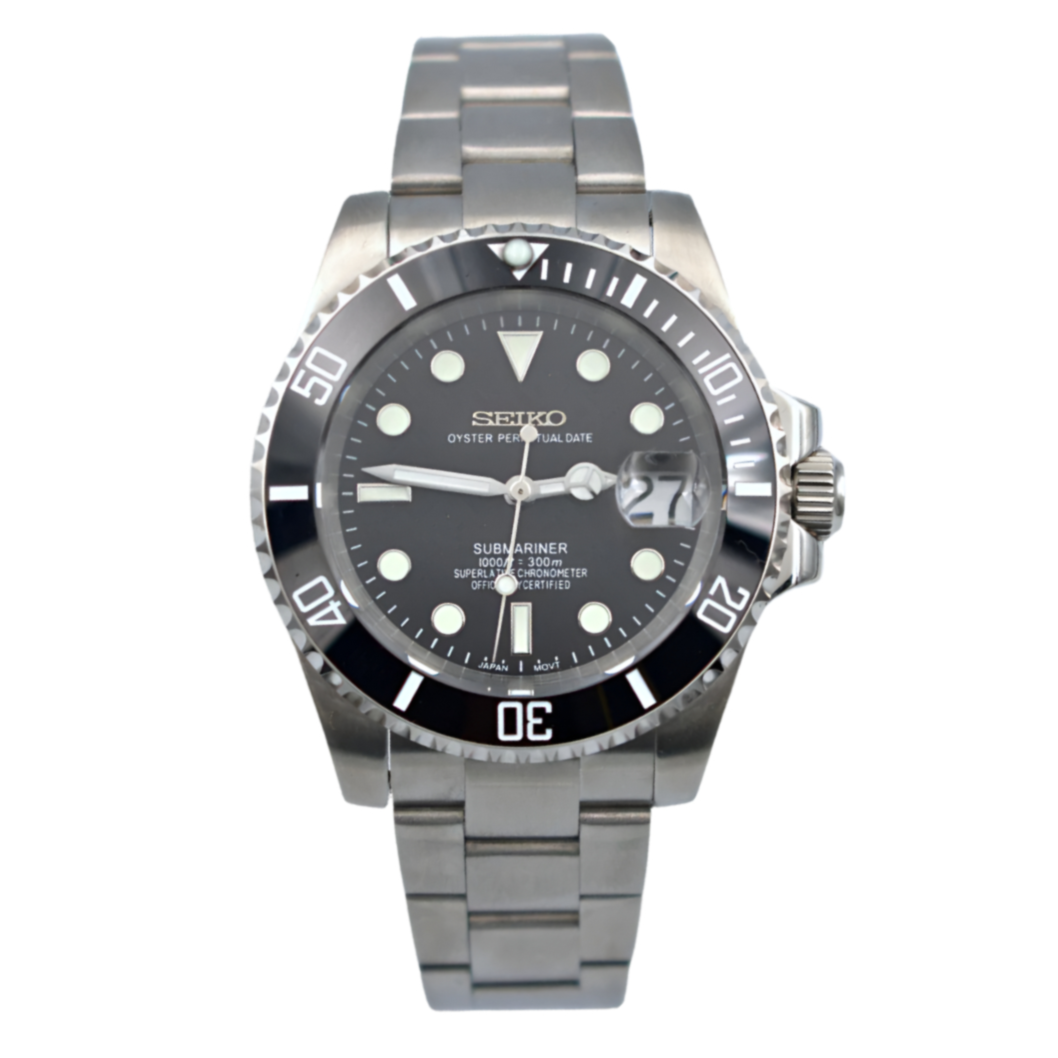 Seiko Mod Lab's Custom Black Monster Seiko Submariner Inspired Mod Watch