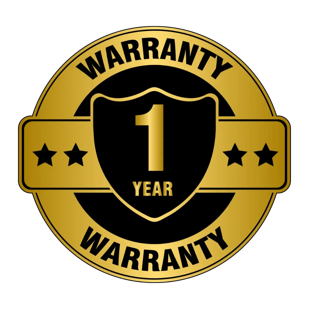 Gold and black warranty badge with '1 Year Warranty' text on a white background seiko mod warranty
