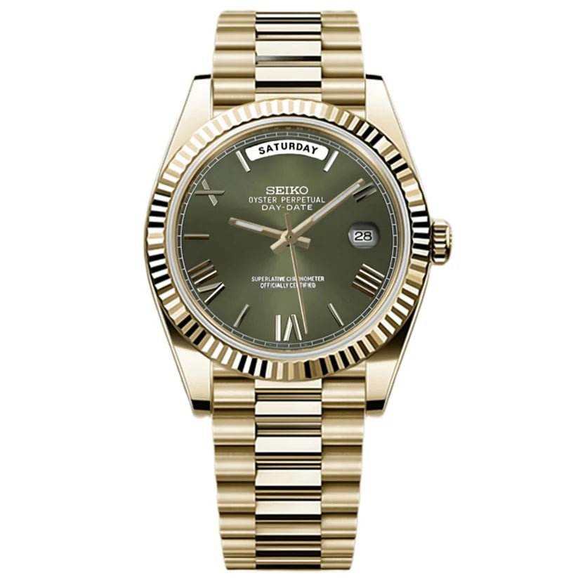 Seikojust Day Date - Imperial Gold & Mint Green - Seiko Mod Labs